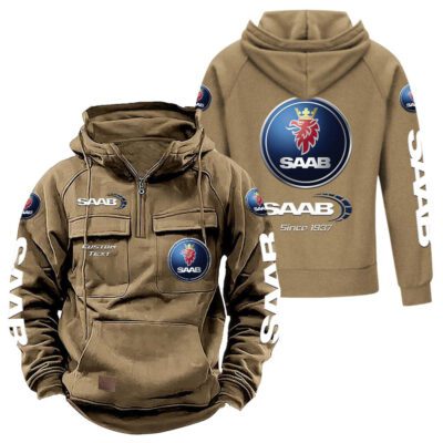 Saab Vintage Quarter Zip Hoodie Retro Hoodie LQZ1371 4