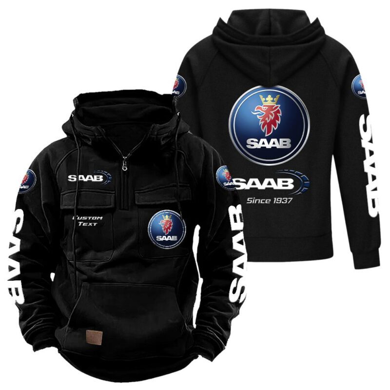 Saab Vintage Quarter Zip Hoodie Retro Hoodie LQZ1371