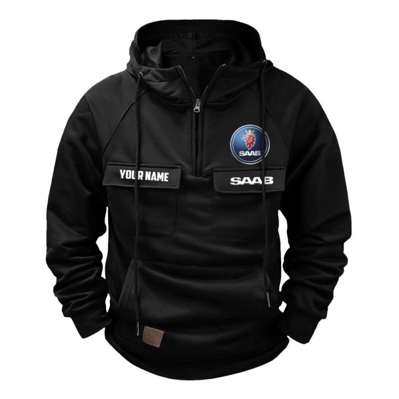 Saab Vintage Quarter Zip Hoodie Retro Hoodie LQZ1402