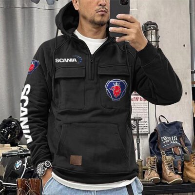 Scania Vintage Quarter Zip Hoodie Retro Hoodie LQZ1154 1