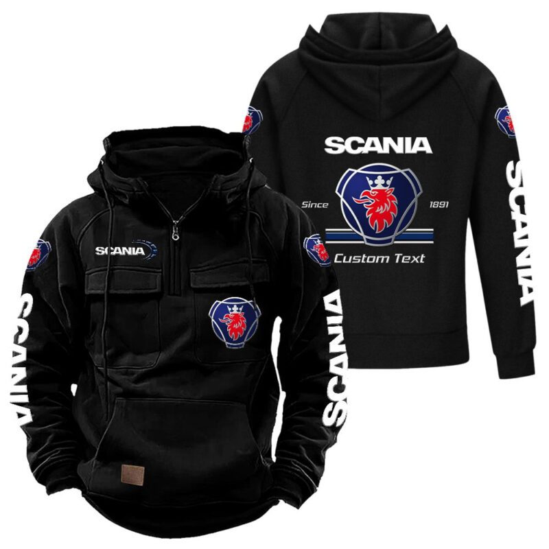 Scania Vintage Quarter Zip Hoodie Retro Hoodie LQZ1154