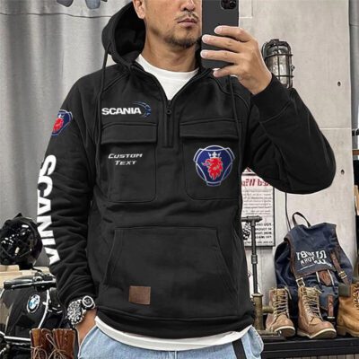 Scania Vintage Quarter Zip Hoodie Retro Hoodie LQZ1359 1
