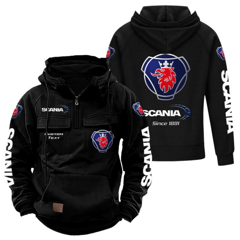 Scania Vintage Quarter Zip Hoodie Retro Hoodie LQZ1359