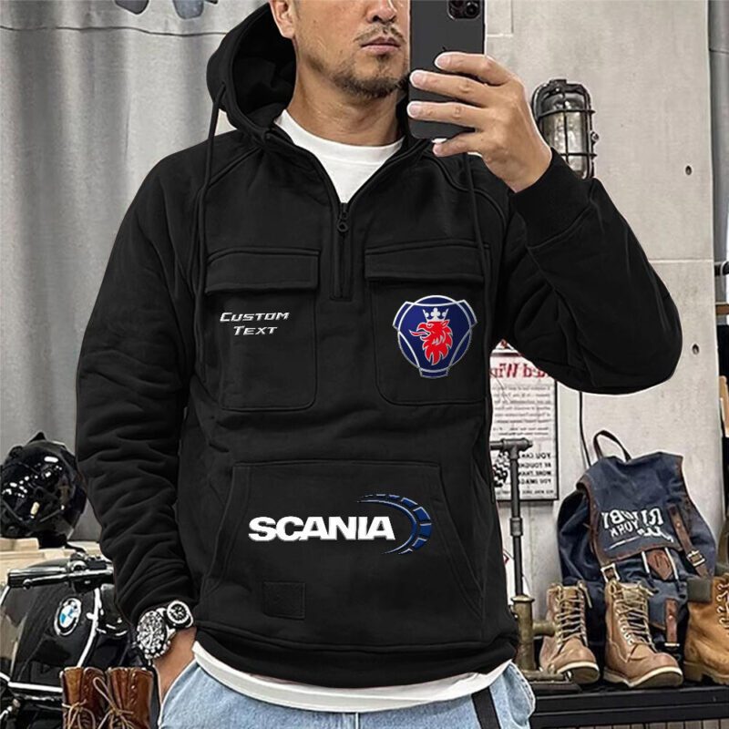 Scania Vintage Quarter Zip Hoodie Retro Hoodie LQZ1453