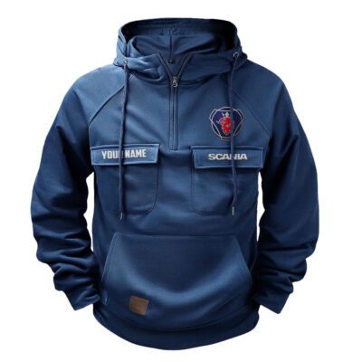 Scania Vintage Quarter Zip Hoodie Retro Hoodie LQZ1550 1