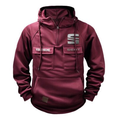Seat Vintage Quarter Zip Hoodie Retro Hoodie LQZ1399 4