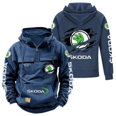 Skoda Vintage Quarter Zip Hoodie Retro Hoodie LQZ1064 2