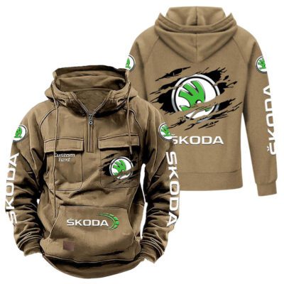 Skoda Vintage Quarter Zip Hoodie Retro Hoodie LQZ1064 4