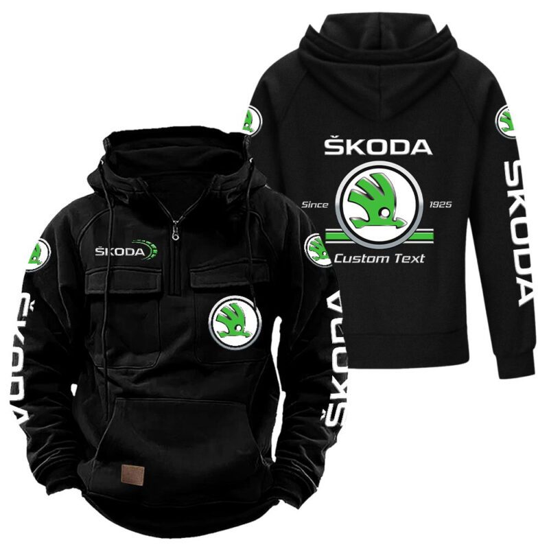 Skoda Vintage Quarter Zip Hoodie Retro Hoodie LQZ1129