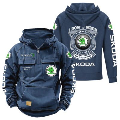 Skoda Vintage Quarter Zip Hoodie Retro Hoodie LQZ1209 2
