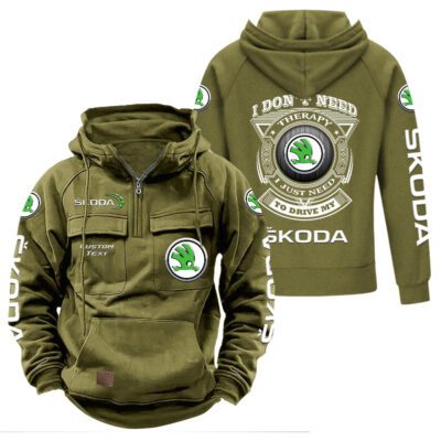 Skoda Vintage Quarter Zip Hoodie Retro Hoodie LQZ1209 3