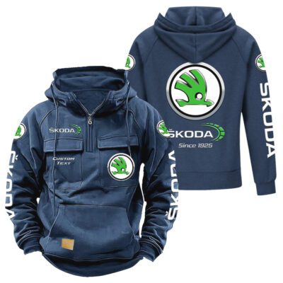 Skoda Vintage Quarter Zip Hoodie Retro Hoodie LQZ1352 2
