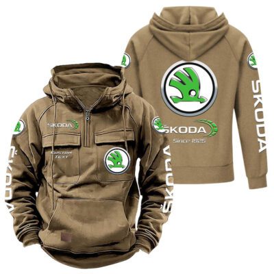 Skoda Vintage Quarter Zip Hoodie Retro Hoodie LQZ1352 4