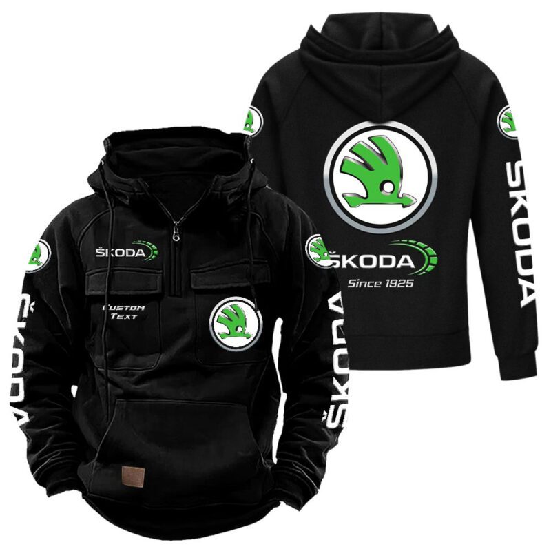 Skoda Vintage Quarter Zip Hoodie Retro Hoodie LQZ1352