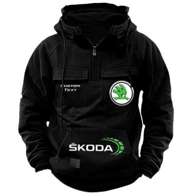 Skoda Vintage Quarter Zip Hoodie Retro Hoodie LQZ1514 1 Skoda Vintage Quarter Zip Hoodie Retro Hoodie LQZ1514 1