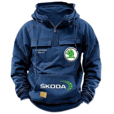 Skoda Vintage Quarter Zip Hoodie Retro Hoodie LQZ1514 2 Skoda Vintage Quarter Zip Hoodie Retro Hoodie LQZ1514 2