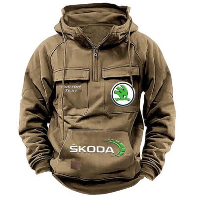 Skoda Vintage Quarter Zip Hoodie Retro Hoodie LQZ1514 4 Skoda Vintage Quarter Zip Hoodie Retro Hoodie LQZ1514 4