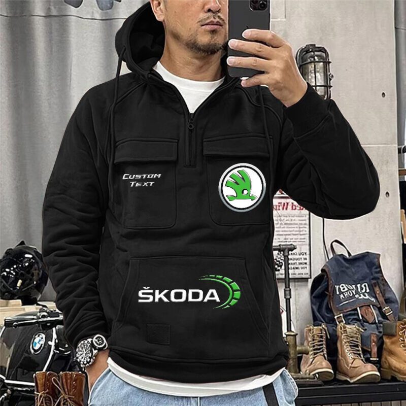 Skoda Vintage Quarter Zip Hoodie Retro Hoodie LQZ1514