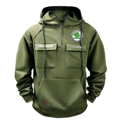 Skoda Vintage Quarter Zip Hoodie Retro Hoodie LQZ1536 2 Skoda Vintage Quarter Zip Hoodie Retro Hoodie LQZ1536 2