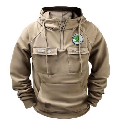 Skoda Vintage Quarter Zip Hoodie Retro Hoodie LQZ1536 3 Skoda Vintage Quarter Zip Hoodie Retro Hoodie LQZ1536 3