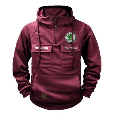 Skoda Vintage Quarter Zip Hoodie Retro Hoodie LQZ1536 4 Skoda Vintage Quarter Zip Hoodie Retro Hoodie LQZ1536 4