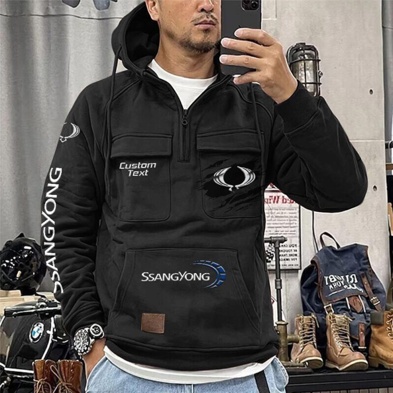 SsangYong Motor Vintage Quarter Zip Hoodie Retro Hoodie LQZ1024 1