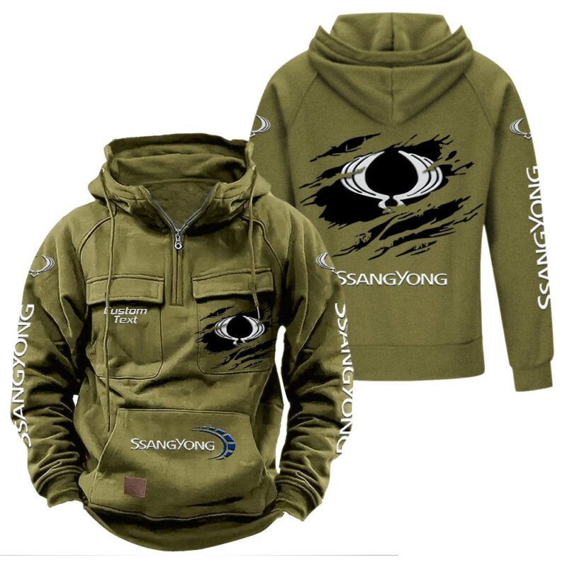SsangYong Motor Vintage Quarter Zip Hoodie Retro Hoodie LQZ1024 3
