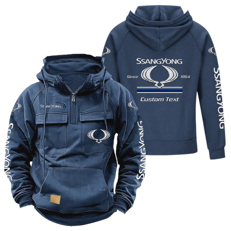 SsangYong Motor Vintage Quarter Zip Hoodie Retro Hoodie LQZ1094 2