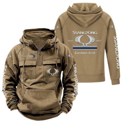 SsangYong Motor Vintage Quarter Zip Hoodie Retro Hoodie LQZ1094 4