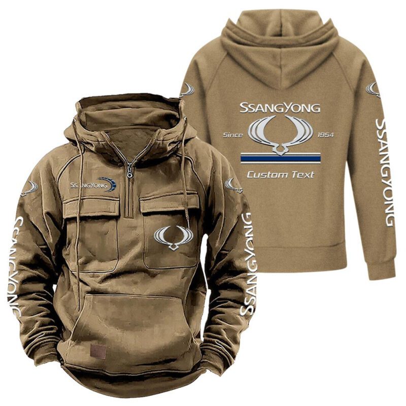SsangYong Motor Vintage Quarter Zip Hoodie Retro Hoodie LQZ1094 4
