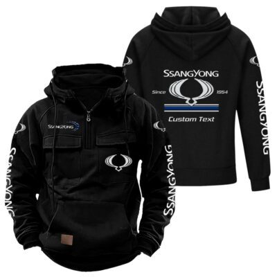 SsangYong Motor Vintage Quarter Zip Hoodie Retro Hoodie LQZ1094