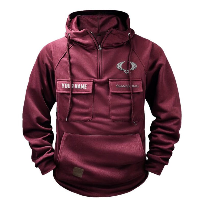 SsangYong Motor Vintage Quarter Zip Hoodie Retro Hoodie LQZ1141 4