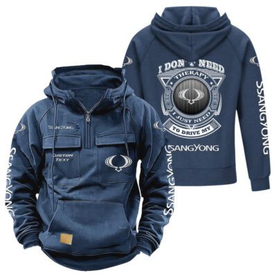 SsangYong Motor Vintage Quarter Zip Hoodie Retro Hoodie LQZ1219 2