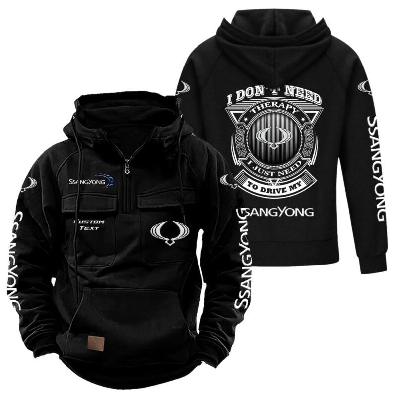 SsangYong Motor Vintage Quarter Zip Hoodie Retro Hoodie LQZ1219
