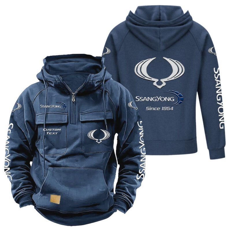 SsangYong Motor Vintage Quarter Zip Hoodie Retro Hoodie LQZ1369 2