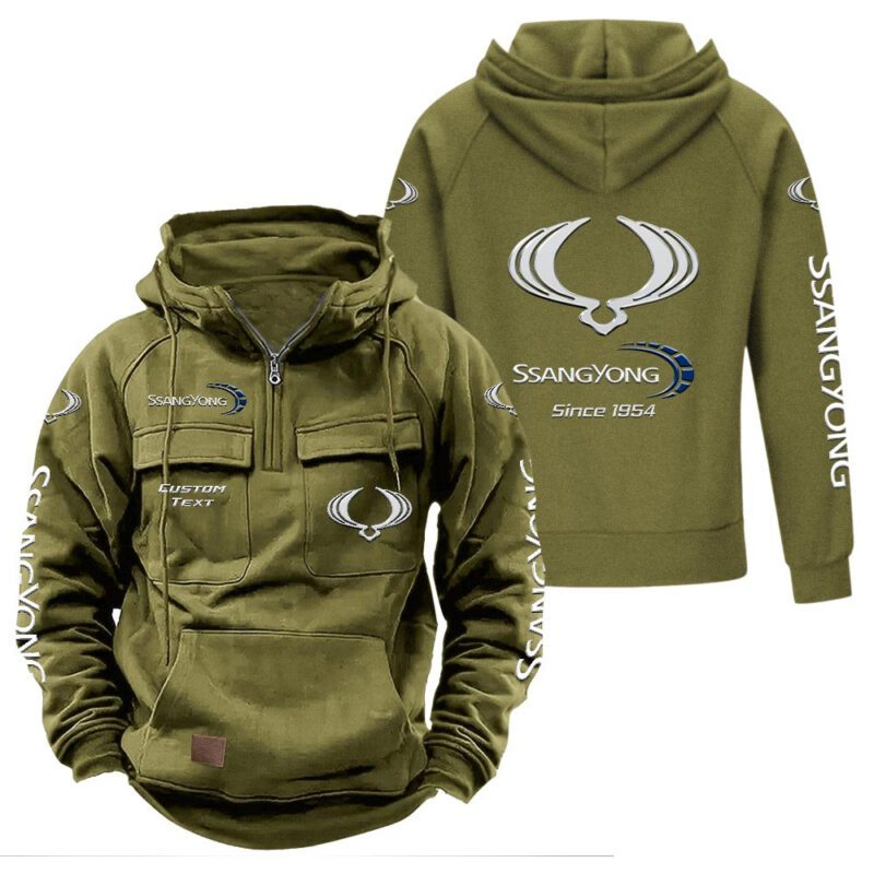 SsangYong Motor Vintage Quarter Zip Hoodie Retro Hoodie LQZ1369 3