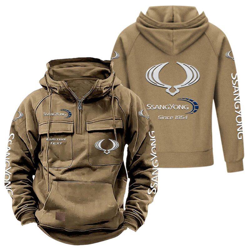 SsangYong Motor Vintage Quarter Zip Hoodie Retro Hoodie LQZ1369 4