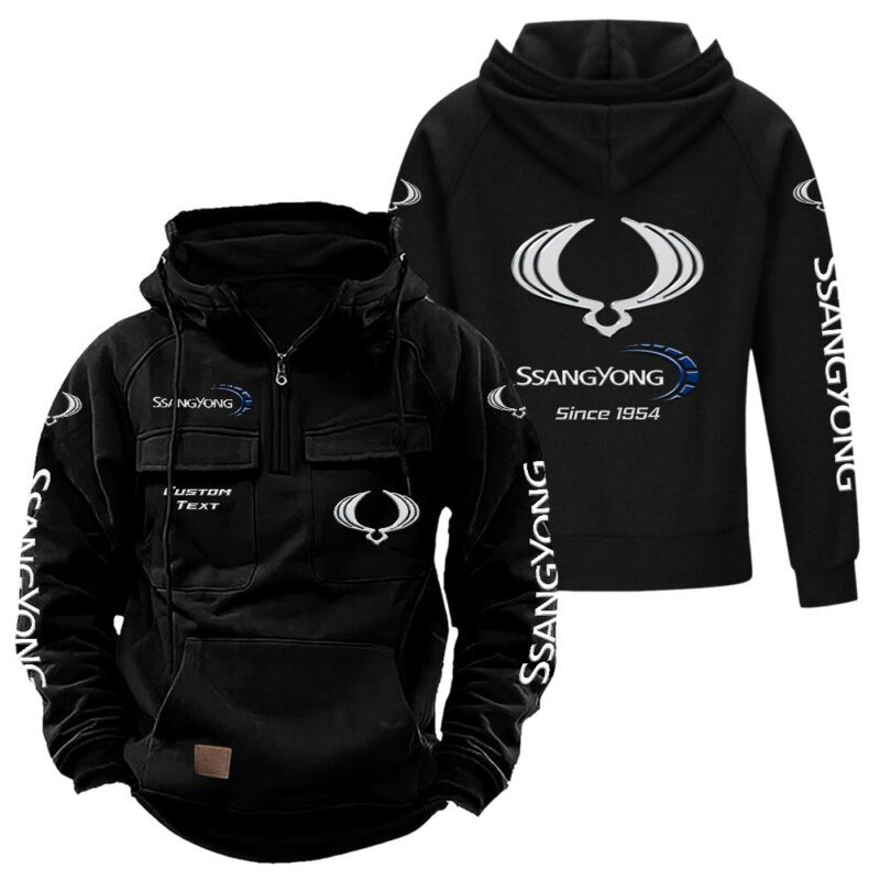SsangYong Motor Vintage Quarter Zip Hoodie Retro Hoodie LQZ1369