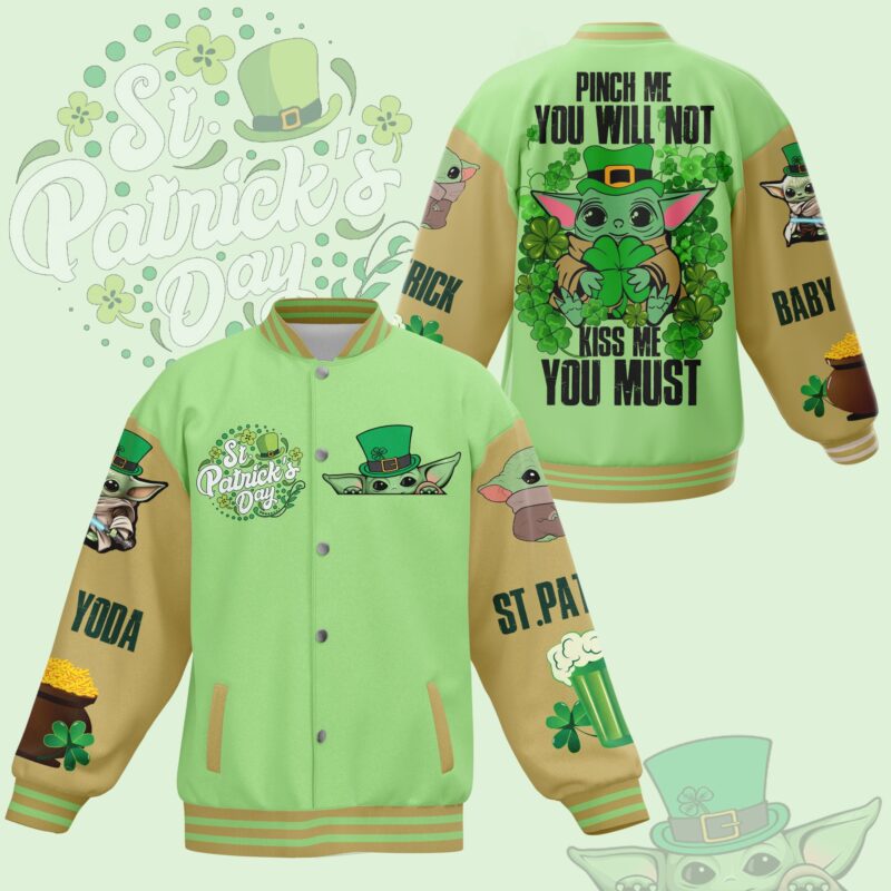 Star Wars Baby Yoda St. Patrick's DayBaseball Jacket For Fan CFB1595