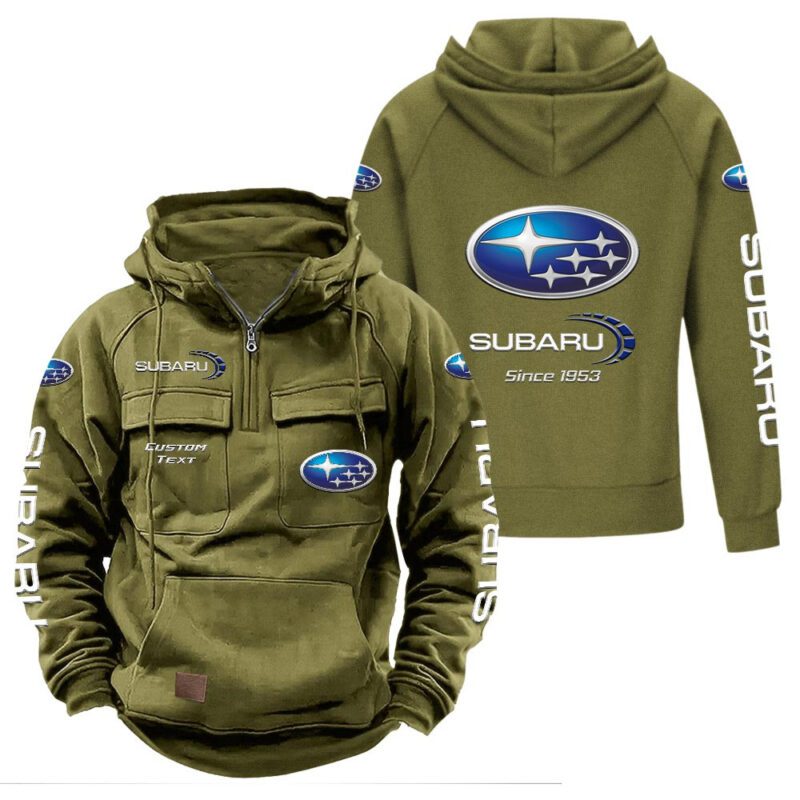 Subaru Vintage Quarter Zip Hoodie Retro Hoodie LQZ1430 3