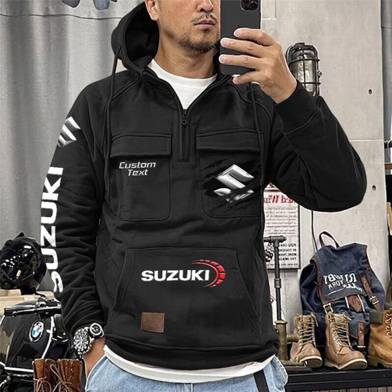 Suzuki Vintage Quarter Zip Hoodie Retro Hoodie LQZ1017 1