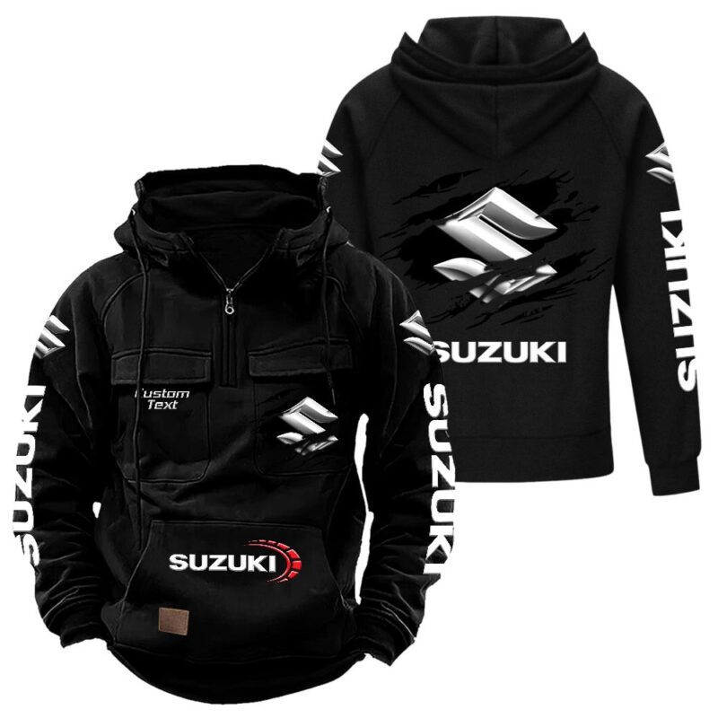 Suzuki Vintage Quarter Zip Hoodie Retro Hoodie LQZ1017