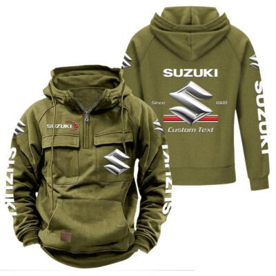 Suzuki Vintage Quarter Zip Hoodie Retro Hoodie LQZ1106 3 Suzuki Vintage Quarter Zip Hoodie Retro Hoodie LQZ1106 3