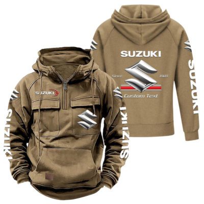 Suzuki Vintage Quarter Zip Hoodie Retro Hoodie LQZ1106 4 Suzuki Vintage Quarter Zip Hoodie Retro Hoodie LQZ1106 4
