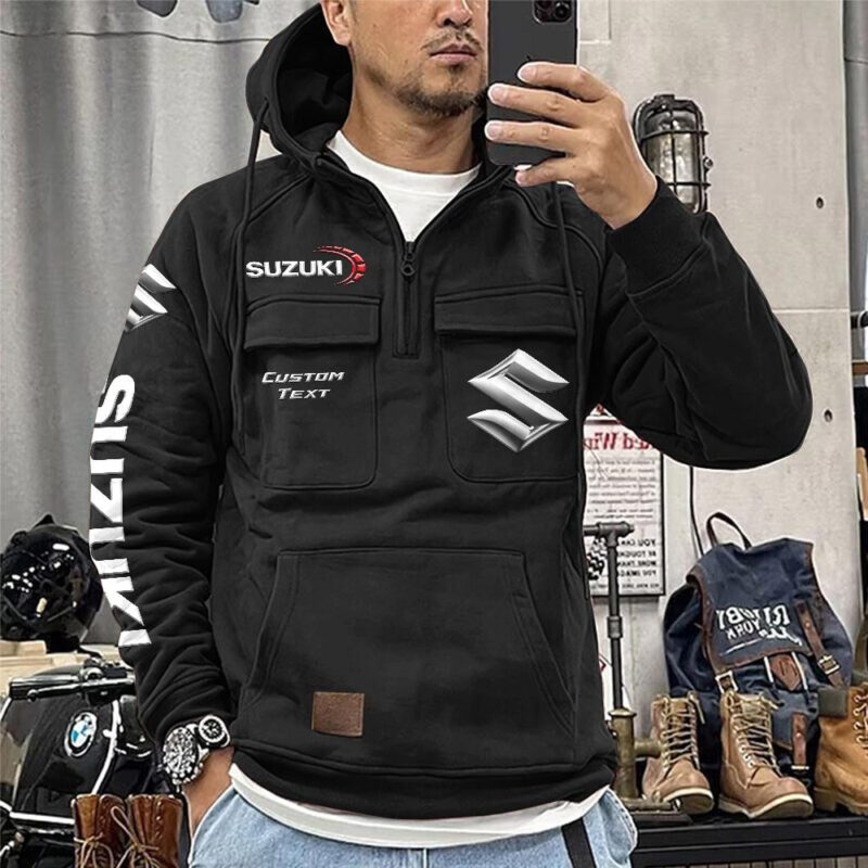Suzuki Vintage Quarter Zip Hoodie Retro Hoodie LQZ1220 1