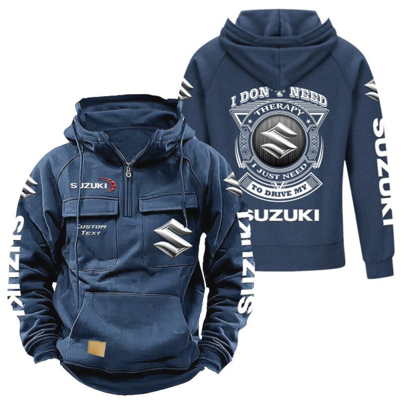Suzuki Vintage Quarter Zip Hoodie Retro Hoodie LQZ1220 2