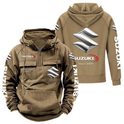 Suzuki Vintage Quarter Zip Hoodie Retro Hoodie LQZ1392 4 Suzuki Vintage Quarter Zip Hoodie Retro Hoodie LQZ1392 4