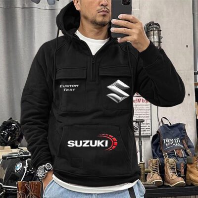 Suzuki Vintage Quarter Zip Hoodie Retro Hoodie LQZ1454