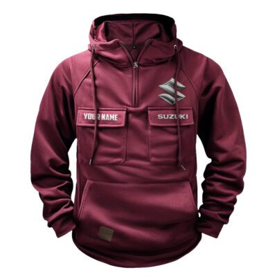 Suzuki Vintage Quarter Zip Hoodie Retro Hoodie LQZ1554 4