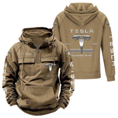Tesla Vintage Quarter Zip Hoodie Retro Hoodie LQZ1159 4 Tesla Vintage Quarter Zip Hoodie Retro Hoodie LQZ1159 4